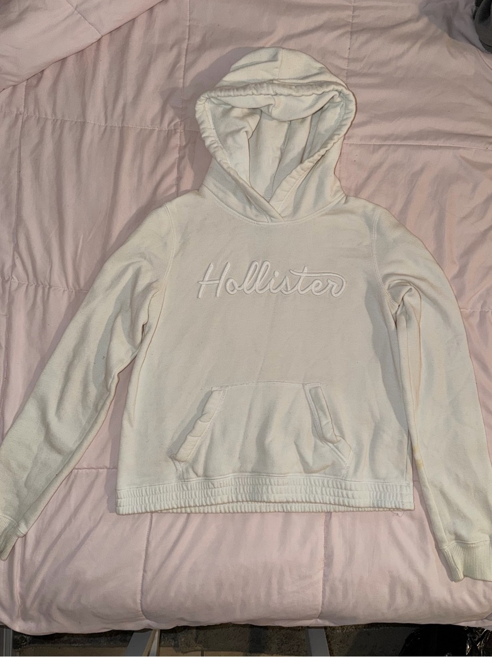 Hollister White Pullover Hoodie with Script Logo
